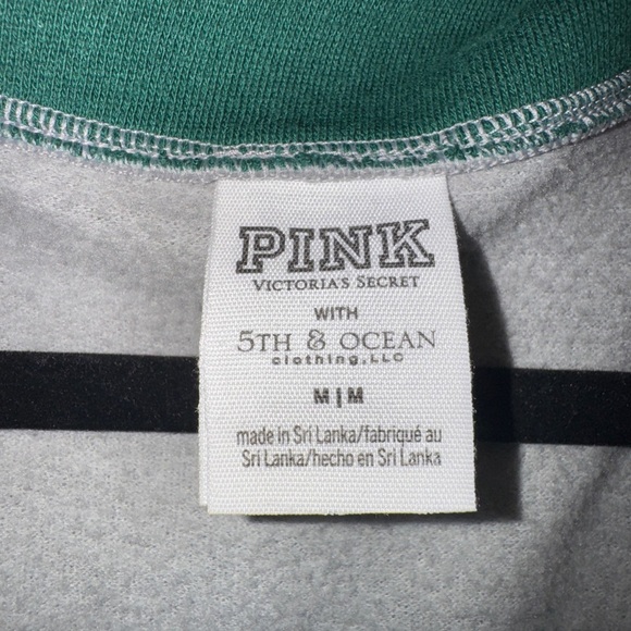 Victoria's Secret PINK Women's Grey/Green Quarter Button Sweatshirt Sz MD - Picture 5 of 8